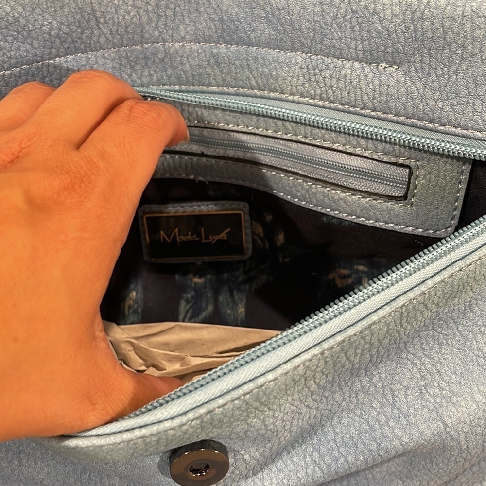 Light sky blue bag leather - Picture 3 of 4